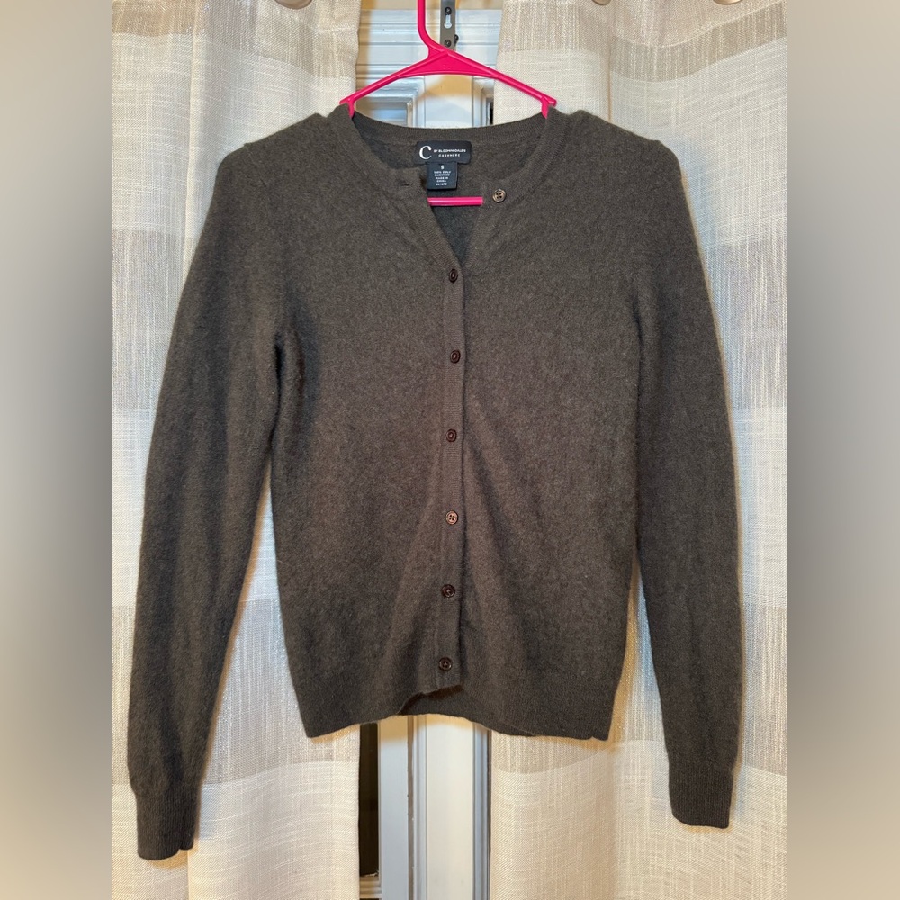 Bloomingdale’s Women's 100% Cashmere Olive Green Button-Front Cardigan